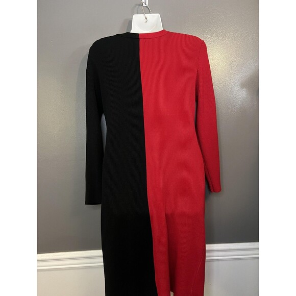 Almost Famous Sweater Dress Womens 3X Red Black Colorblock Button Front - Picture 6 of 13